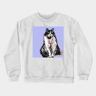 Tuxedo Cat Cute Drawing - on Lavender Purple Crewneck Sweatshirt